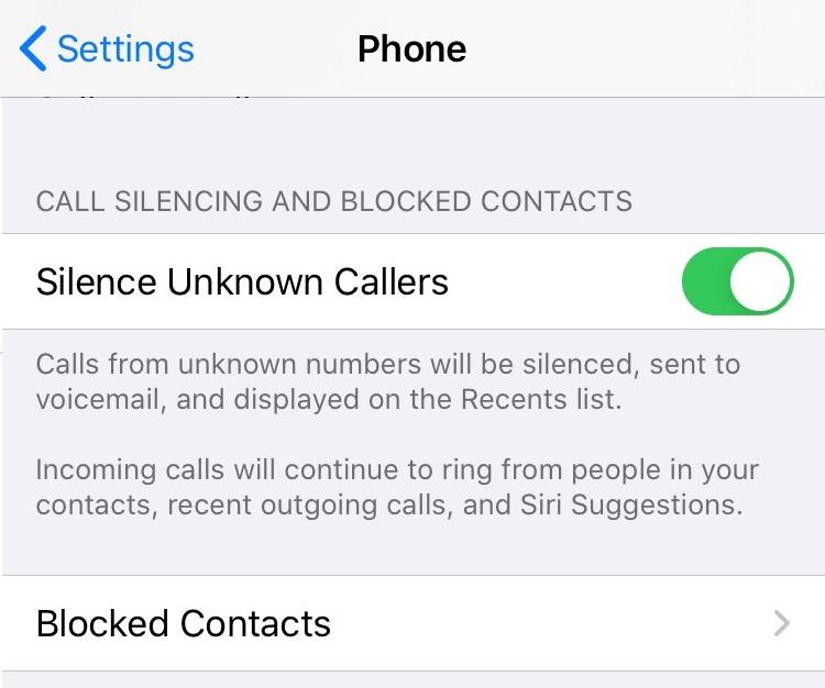 silence caller screen