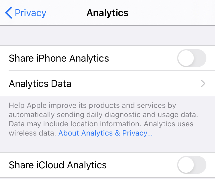 Analytics screen